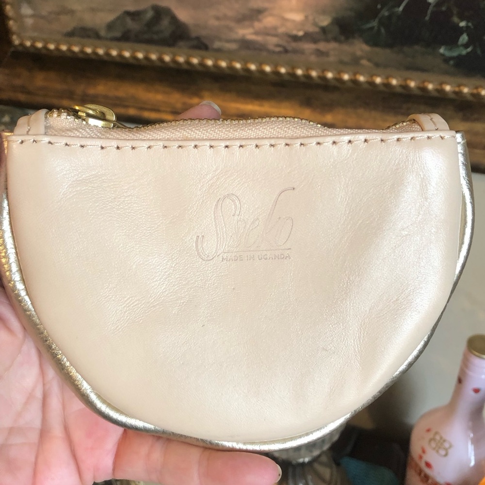 Cream & Gold Sseko Smooth Leather Change Wallet